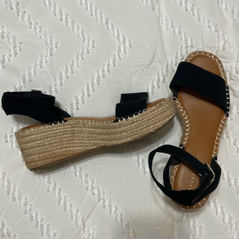 Kelly & Katie Black Espadrille Wedges